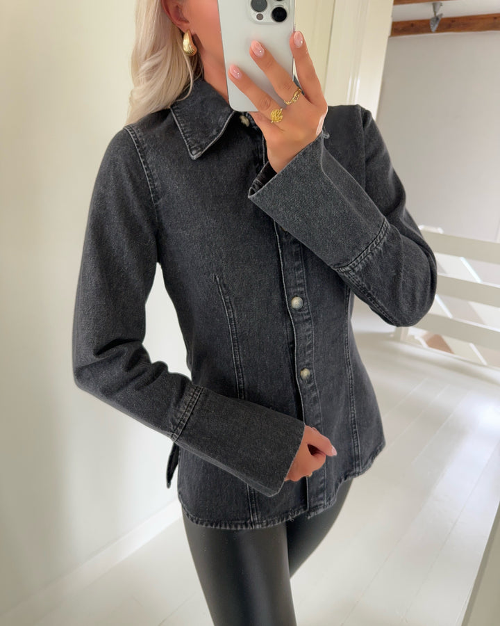 Only skjorte nara ls fitted washed black