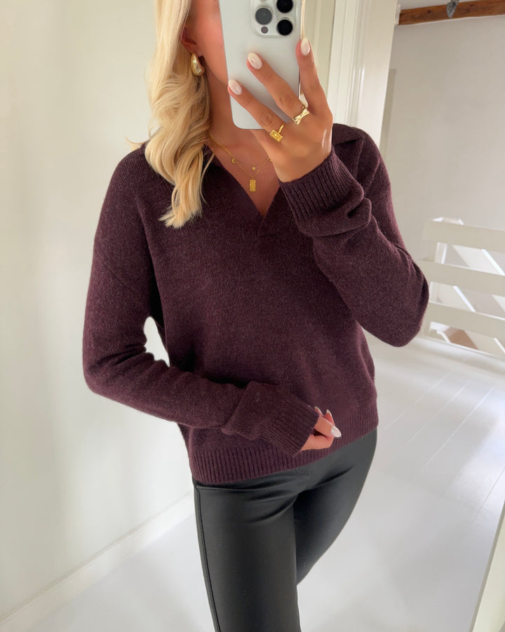 Vero Moda striktrøje lefile ls poloneck winetasting/melange