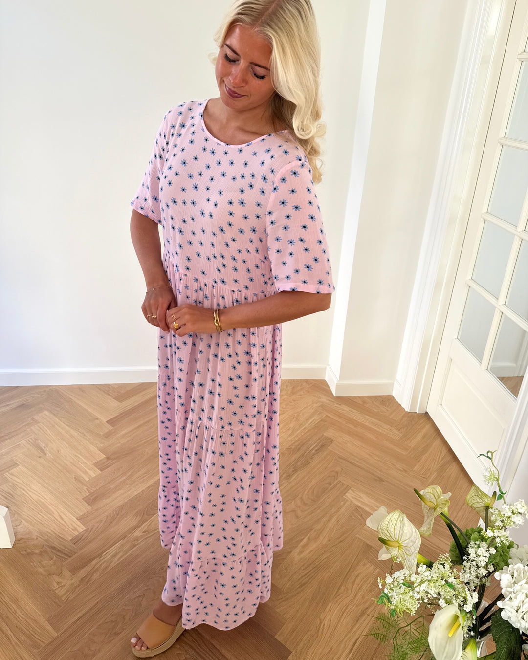 Pieces kjole evie ss ankle roseate spoonbill/flower