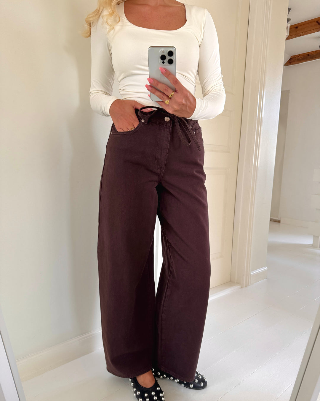 Only jeans gianna mw straight dark brown denim