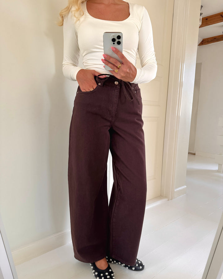 Only jeans gianna mw straight dark brown denim