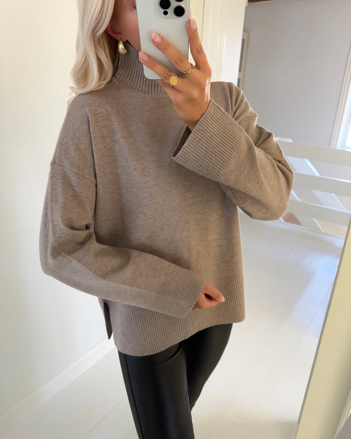 Only sweater coco life ls high neck cc knit fungi/melange - FORUDBESTILLING LEV. UGE 40