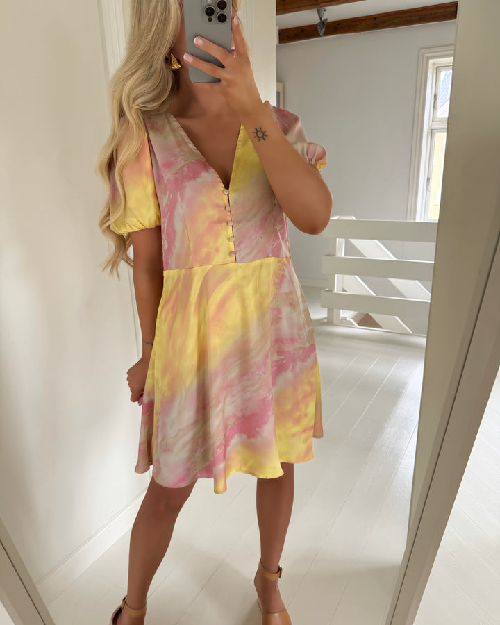 A-View kjole enitta short sleeve yellow/rose