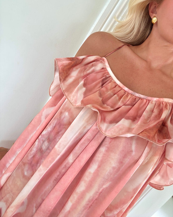 Vero Moda kjole sylvia sl flounce 7/8 chintz rose