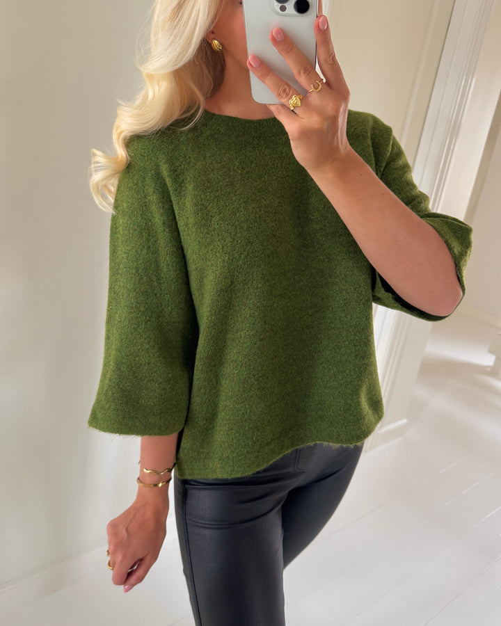Only striktrøje simoni 3/4 knit forest night/melange