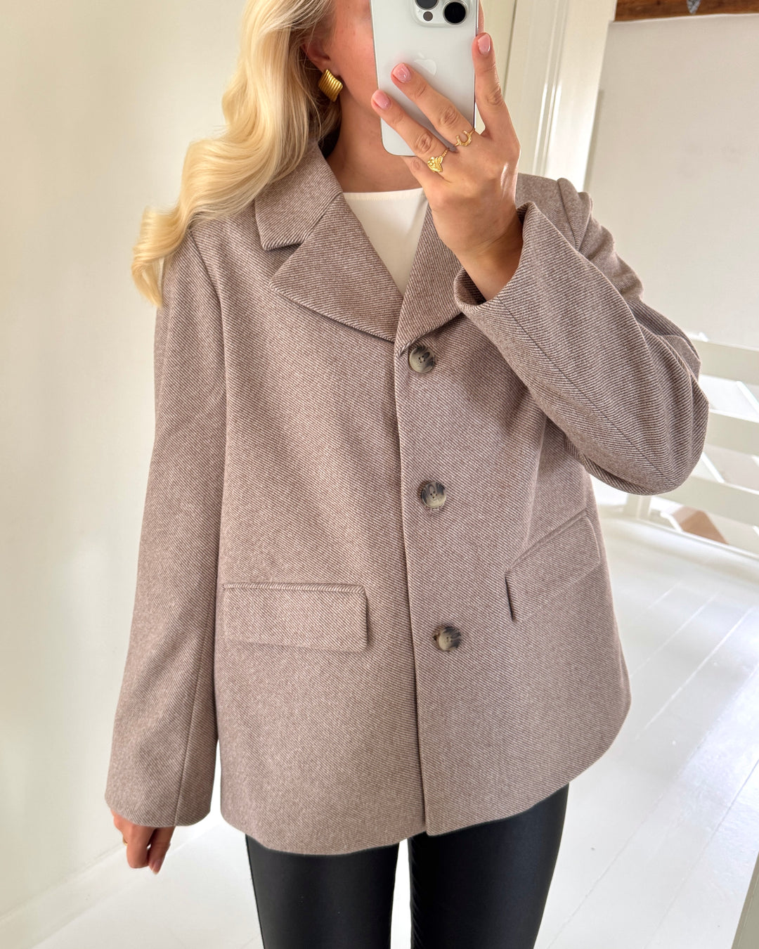 Pieces blazer bianca ls noos greige/melange