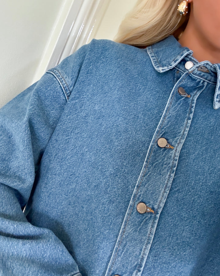 Only skjorte sophie ls oversized medium blue denim