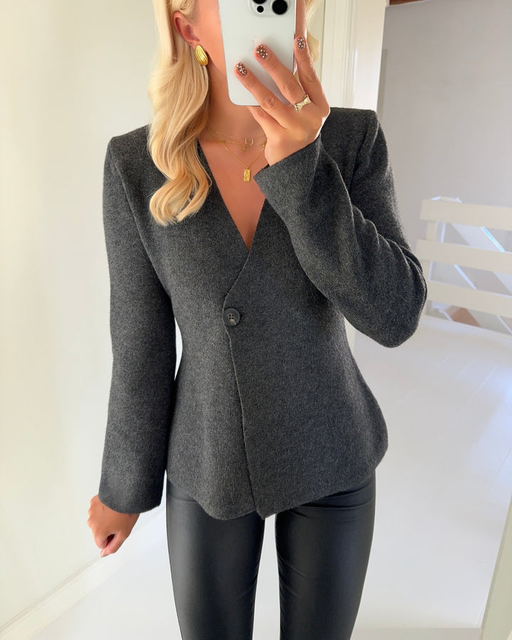 Only cardigan myera life ls one button dark grey melange