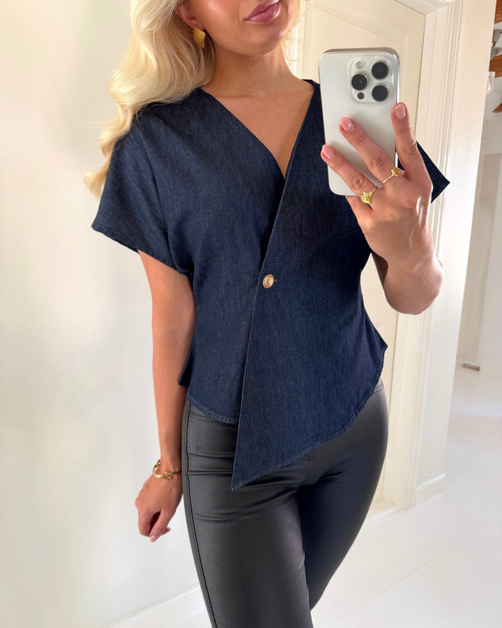 Vero Moda top ranja ss v-neck dark blue denim