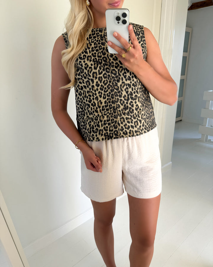 Pieces top salume sl denim white pepper/leo