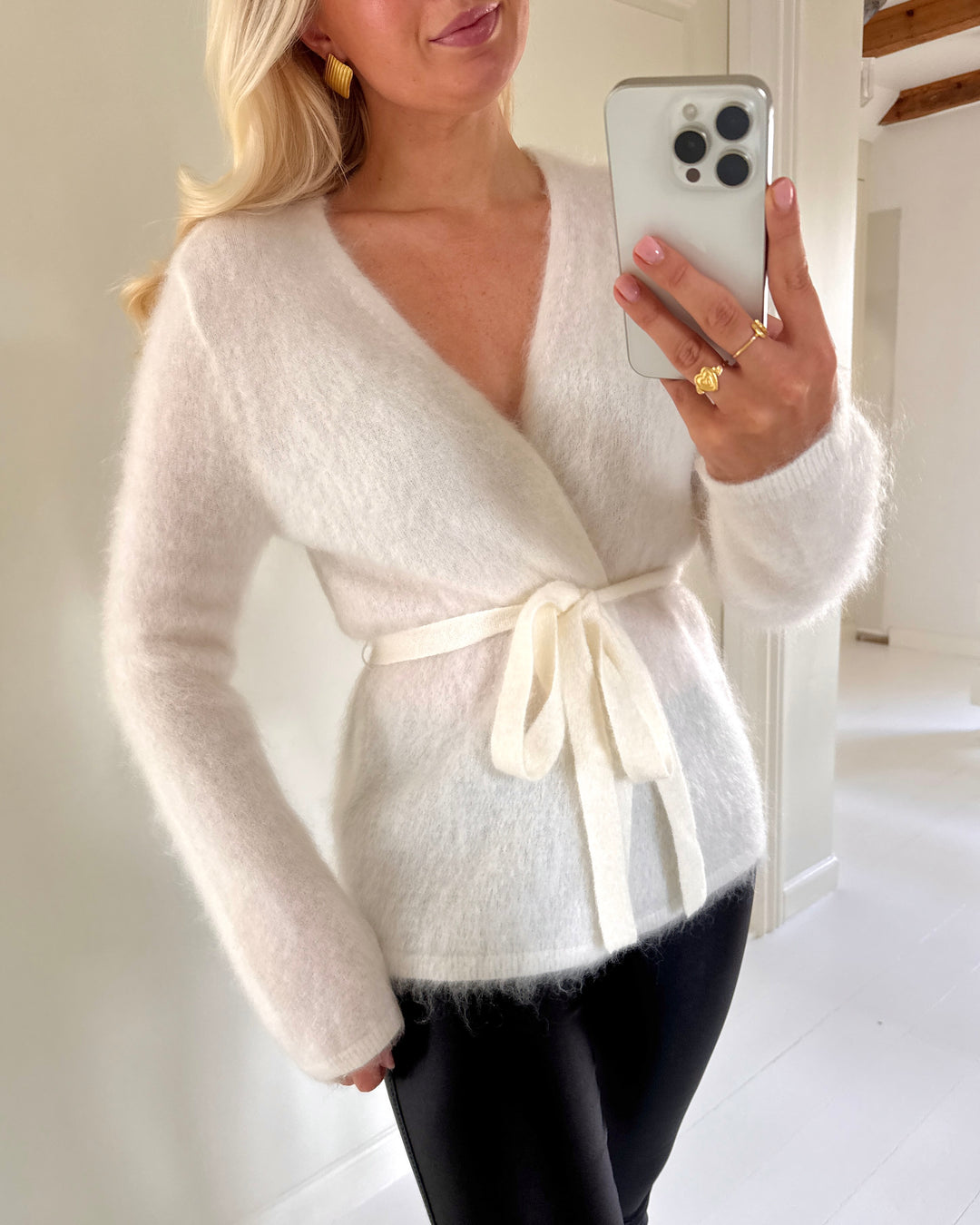 Y.A.S cardigan tilde ls belt knit star white