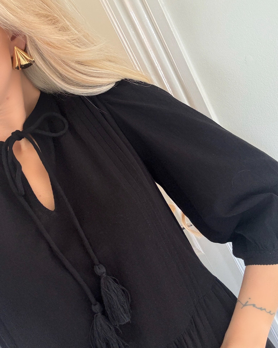 Vero Moda kjole pretty 3/4 long wvn ga black - FORUDBESTILLING LEV. UGE 27