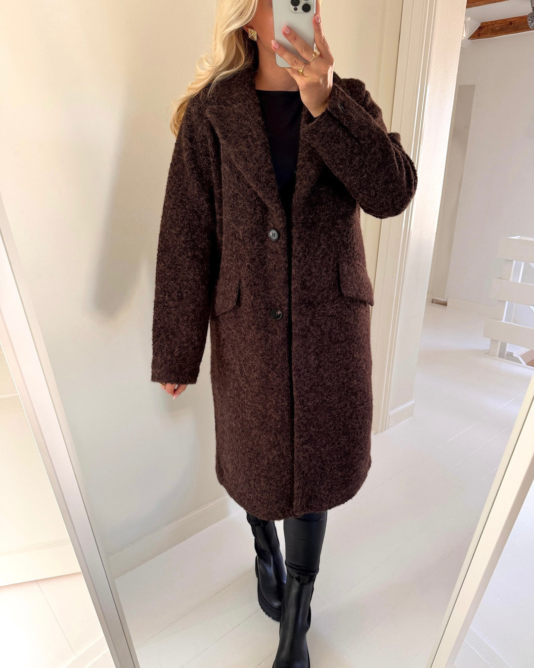 Vero Moda jakke elena long chocolate torte melange