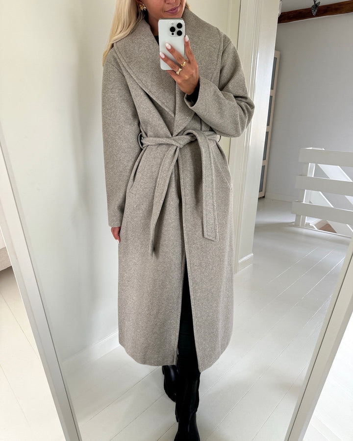 Vero Moda frakke anne bergen xtra long silver mink/melange