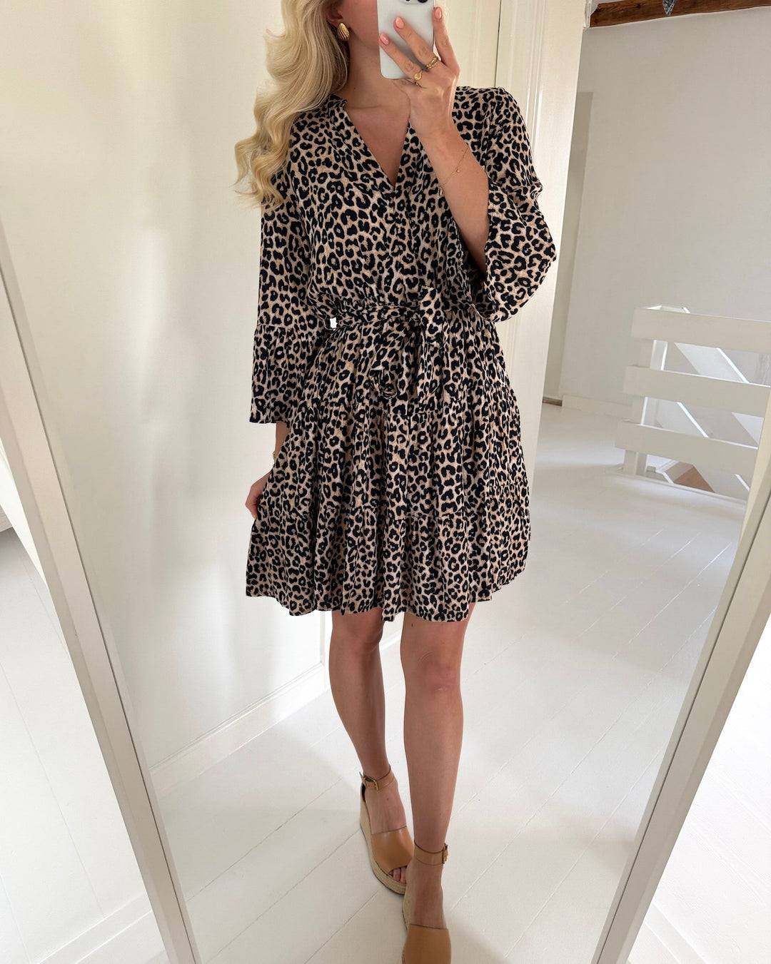 Vero Moda kjole melba 3/4 short birch/lova leo