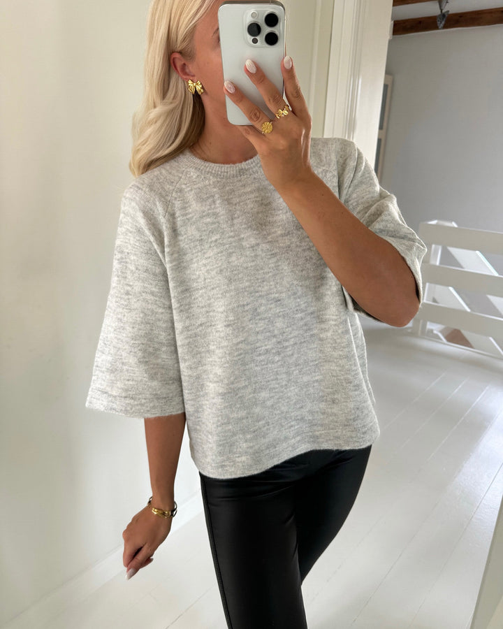 Only striktrøje simoni 3/4 knit light grey melange