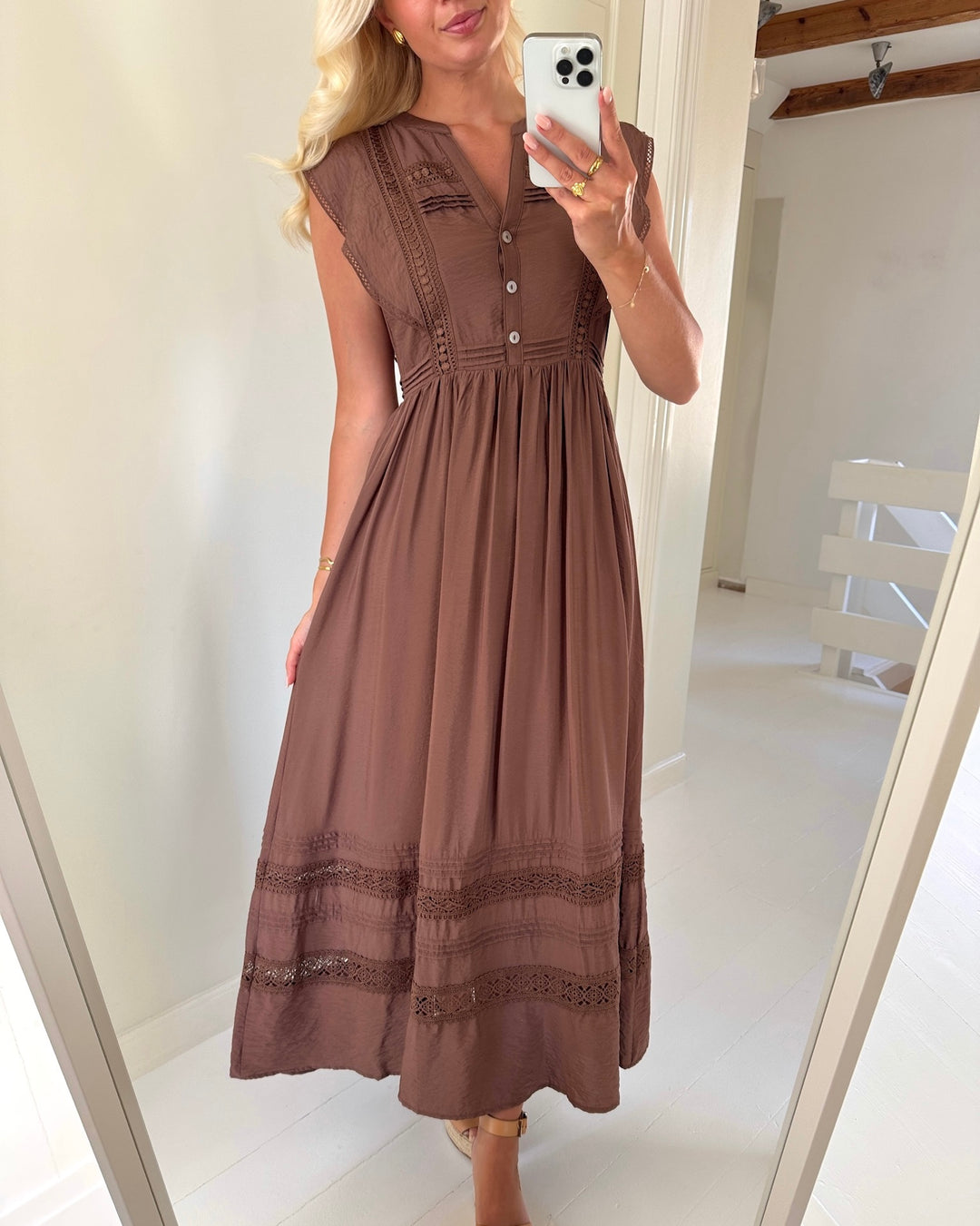 Vero Moda kjole jules sl tape cocoa brown