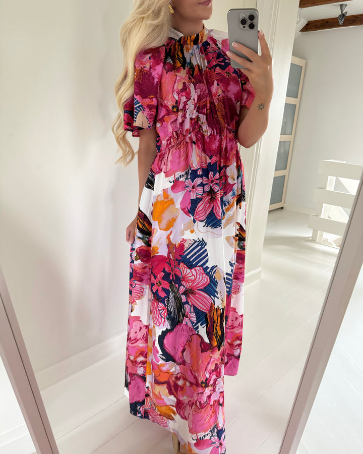 Y.A.S kjole delphi ss ankle s. sachet pink/delphi print