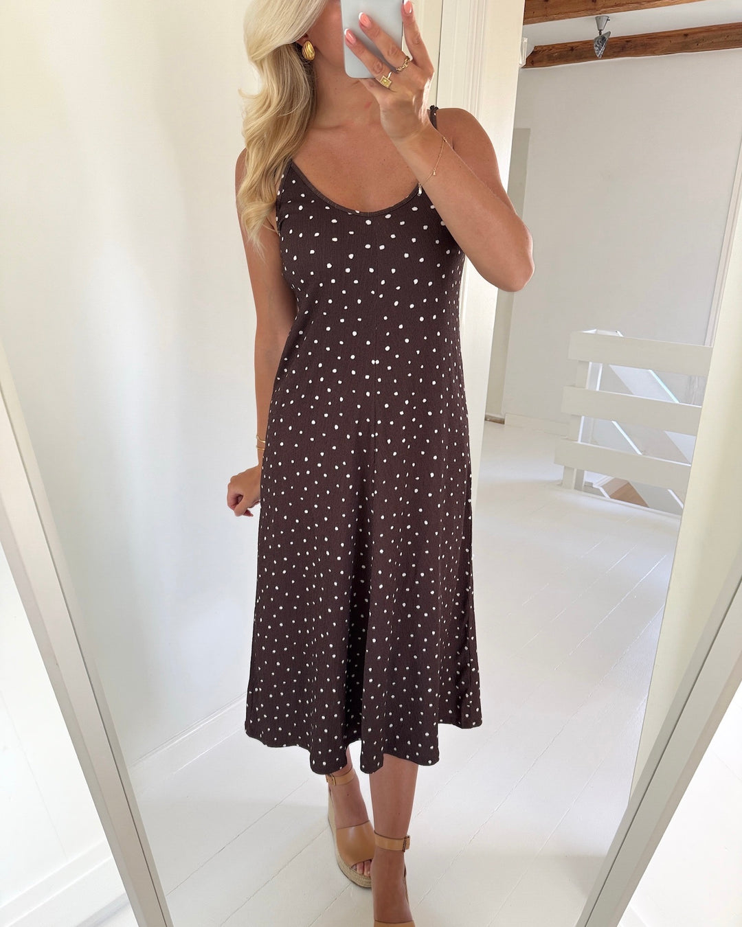 Only kjole molly sl v-neck shopping bag/cloud dancer dots
