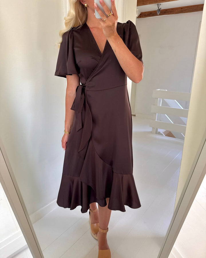 Y.A.S kjole thea 2/4 midi coffee bean