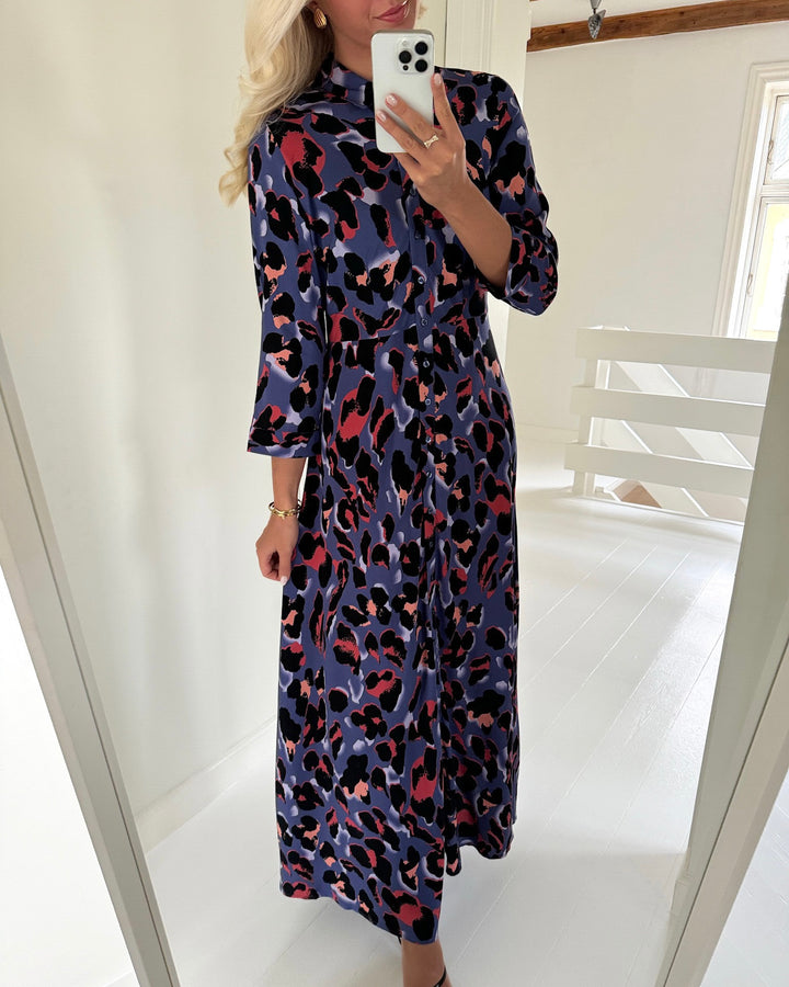 Y.A.S kjole savanna long shirt skipper blue/liro