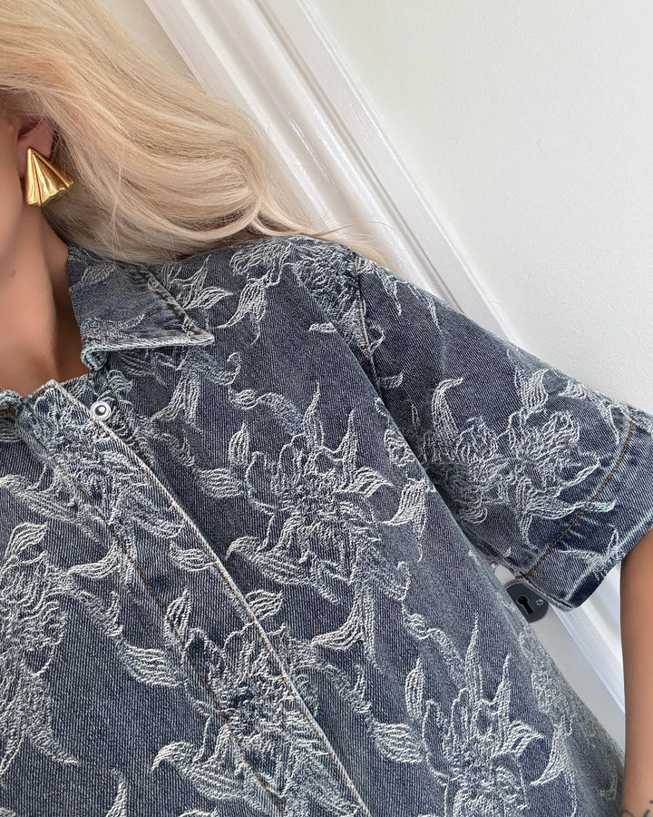 Y.A.S kjole flamera new ss denim shirt s. light blue denim
