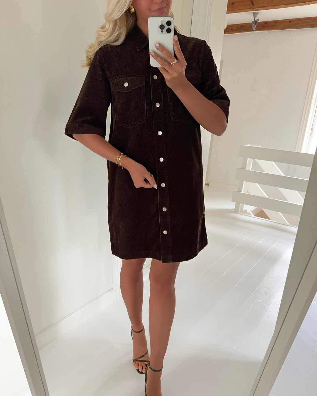 JDY kjole shiraz ss button coffee bean