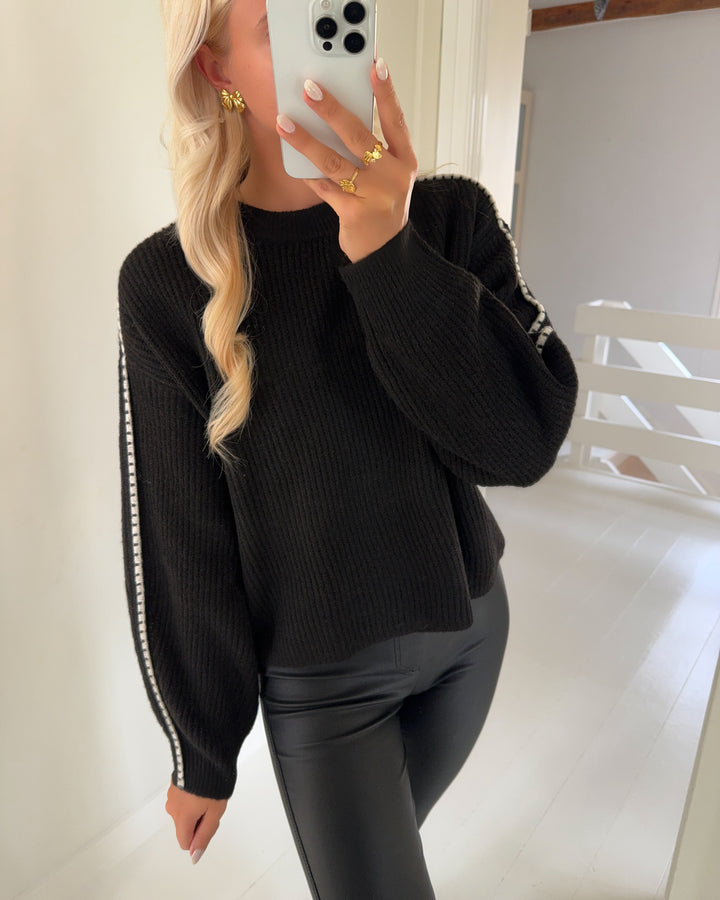 Vero Moda striktrøje zora ls o-neck chocolate torte/w. birch