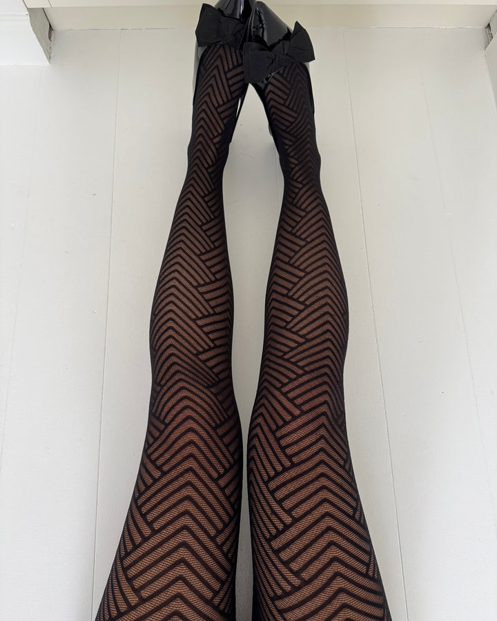 Only strømpebukser lea herringbone black