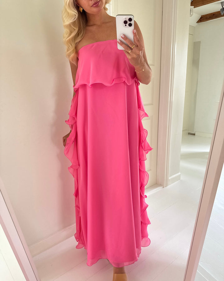 Vero Moda iris ruffle tube maxi hot pink
