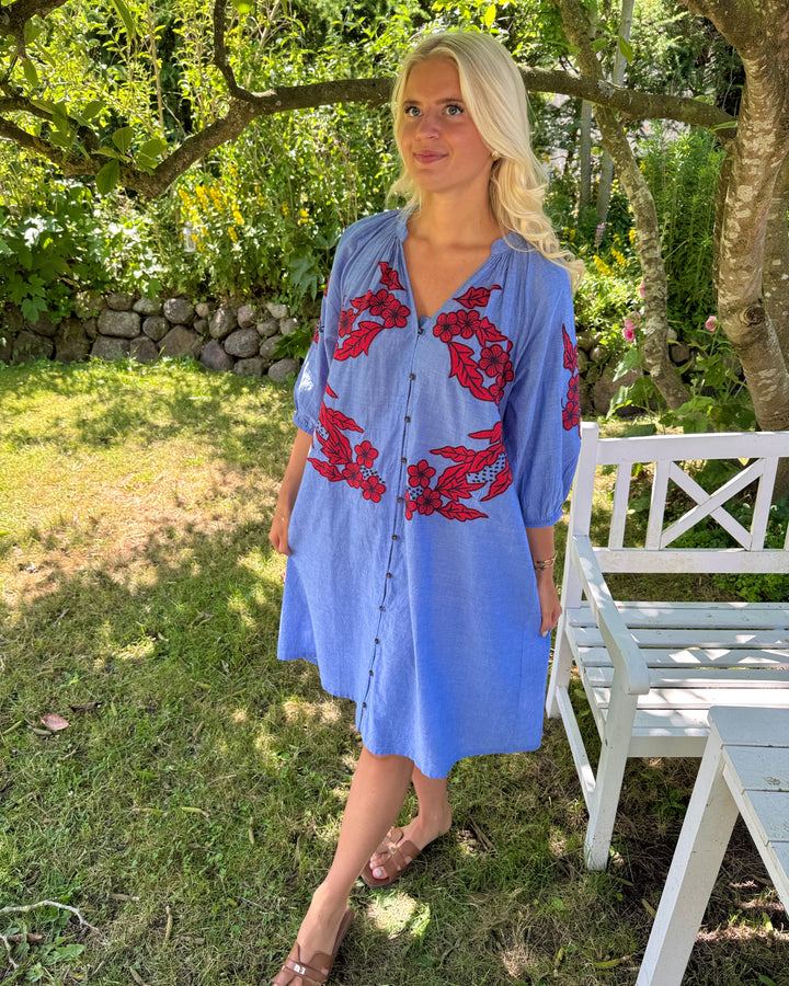 Love&Divine skjortekjole love1576 blue dream/red