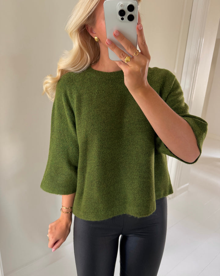 Only striktrøje simoni 3/4 knit forest night/melange