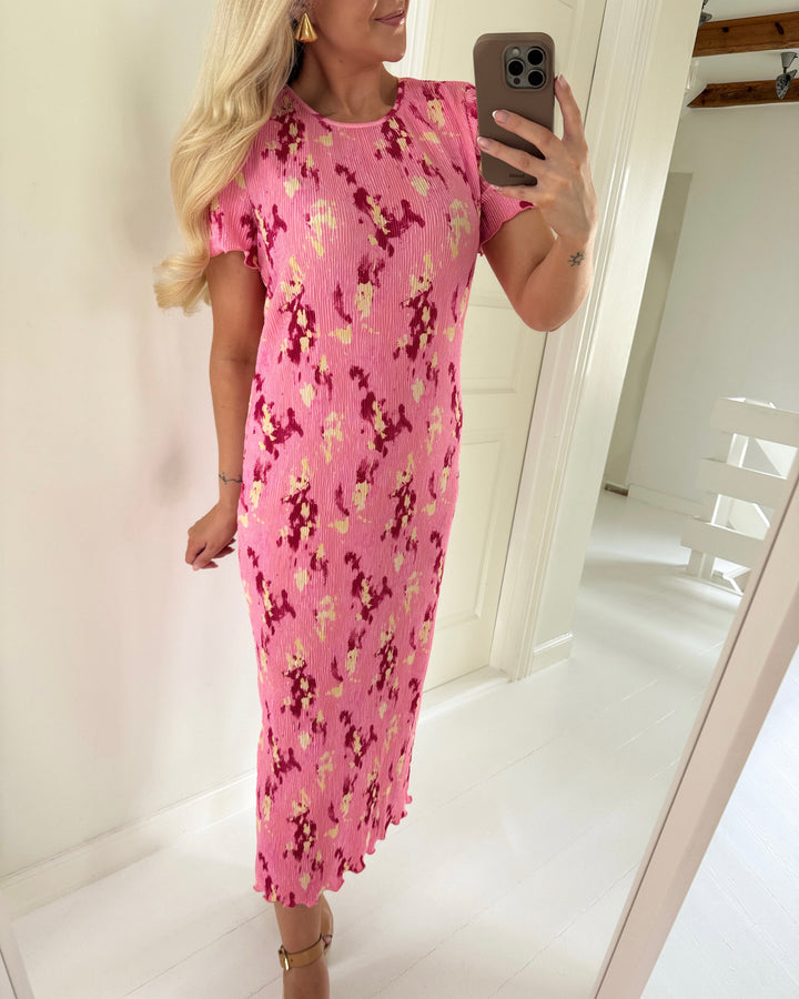 Pieces kjole flora ss sea pink splatter