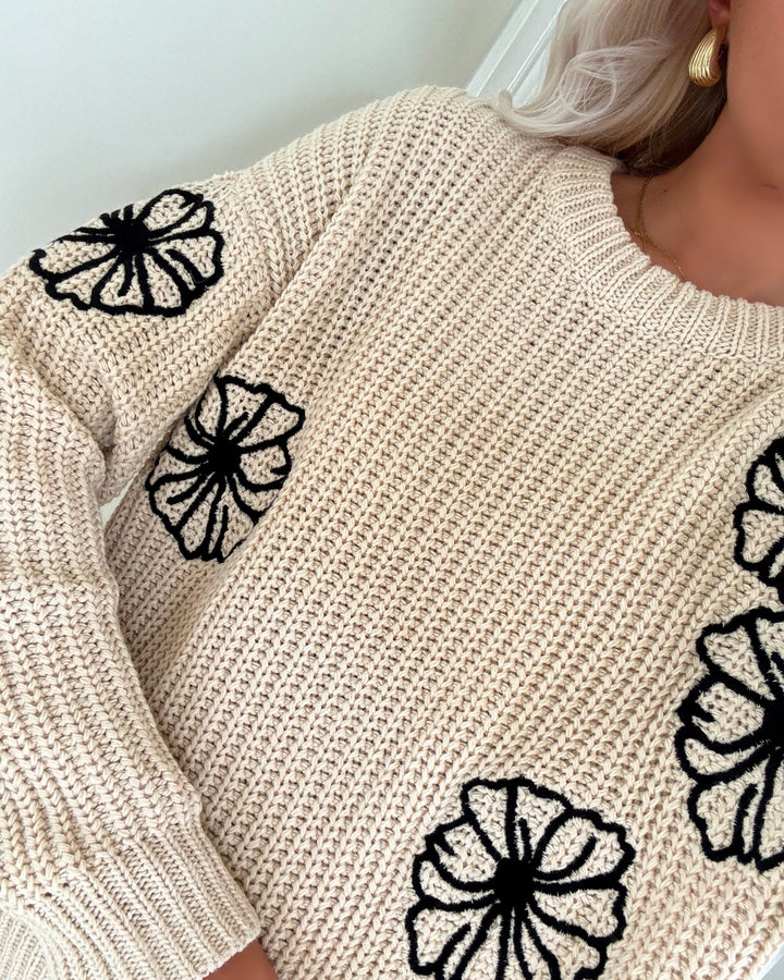 Vero Moda sweater laura ls o-neck boo birch/w. black