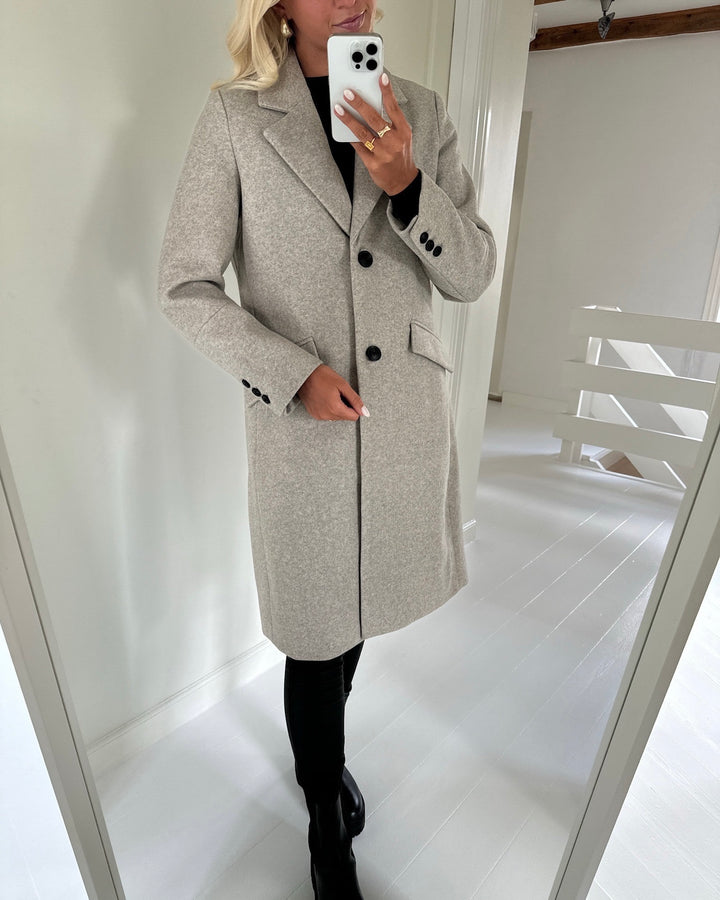 Vero Moda frakke fortunesara long silver mink/melange