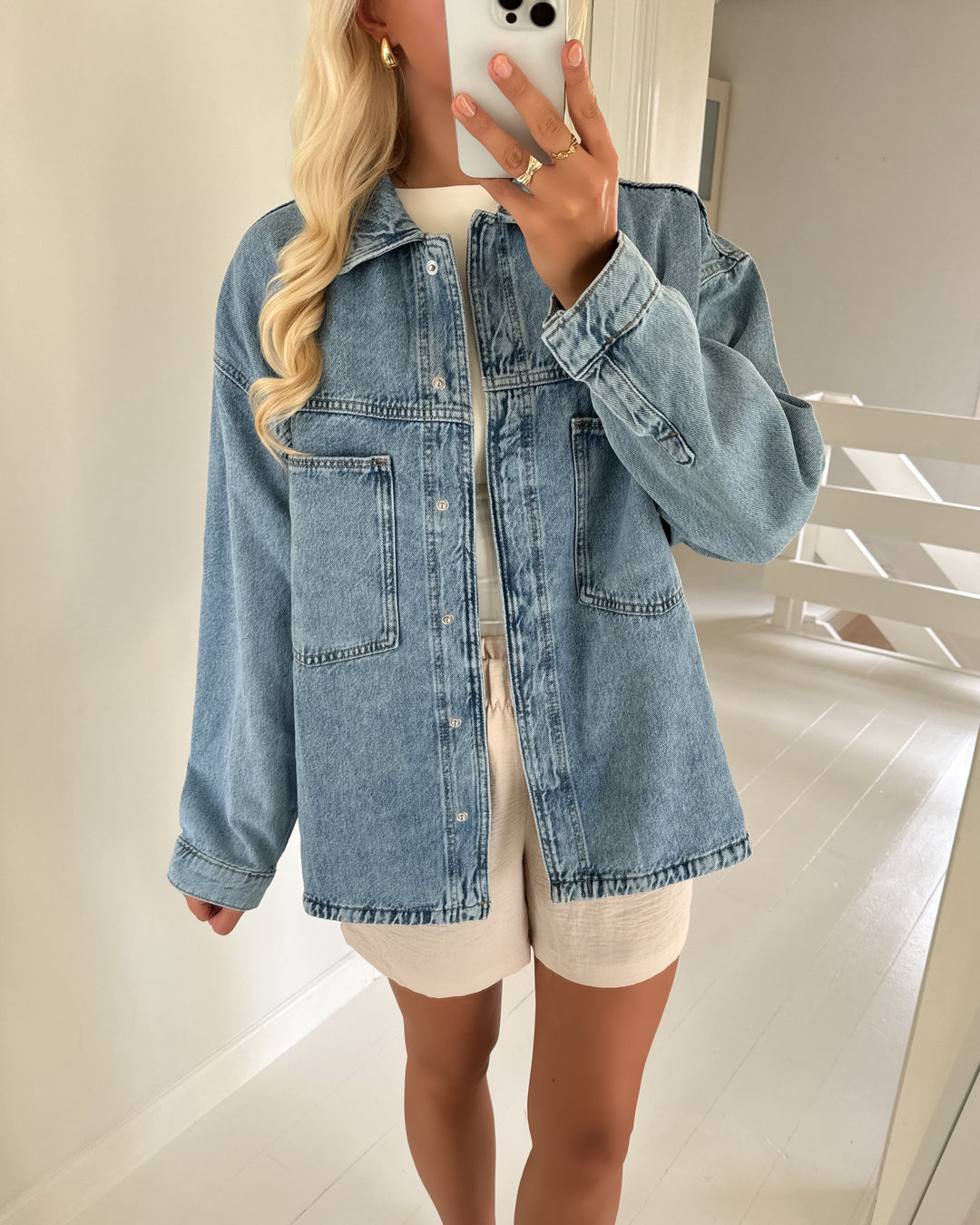 Only skjorte emmie ls light blue denim