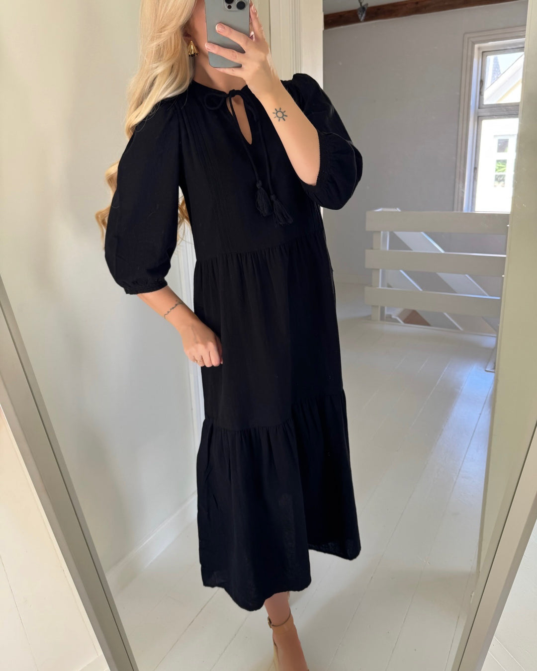 Vero Moda kjole pretty 3/4 long wvn ga black - FORUDBESTILLING LEV. UGE 27