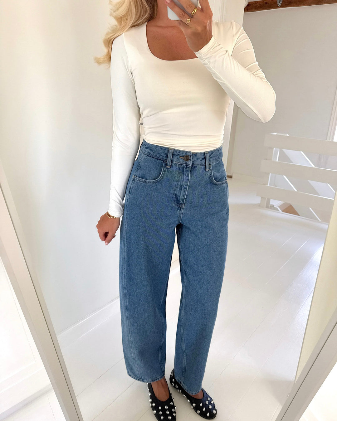 Y.A.S jeans camea hw barrel ankle light blue denim