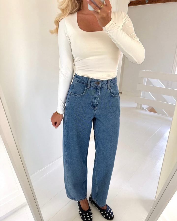 Y.A.S jeans camea hw barrel ankle light blue denim