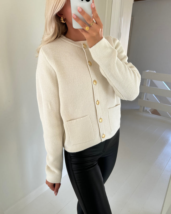 JDY cardigan kim l/s o-neck button knt egret