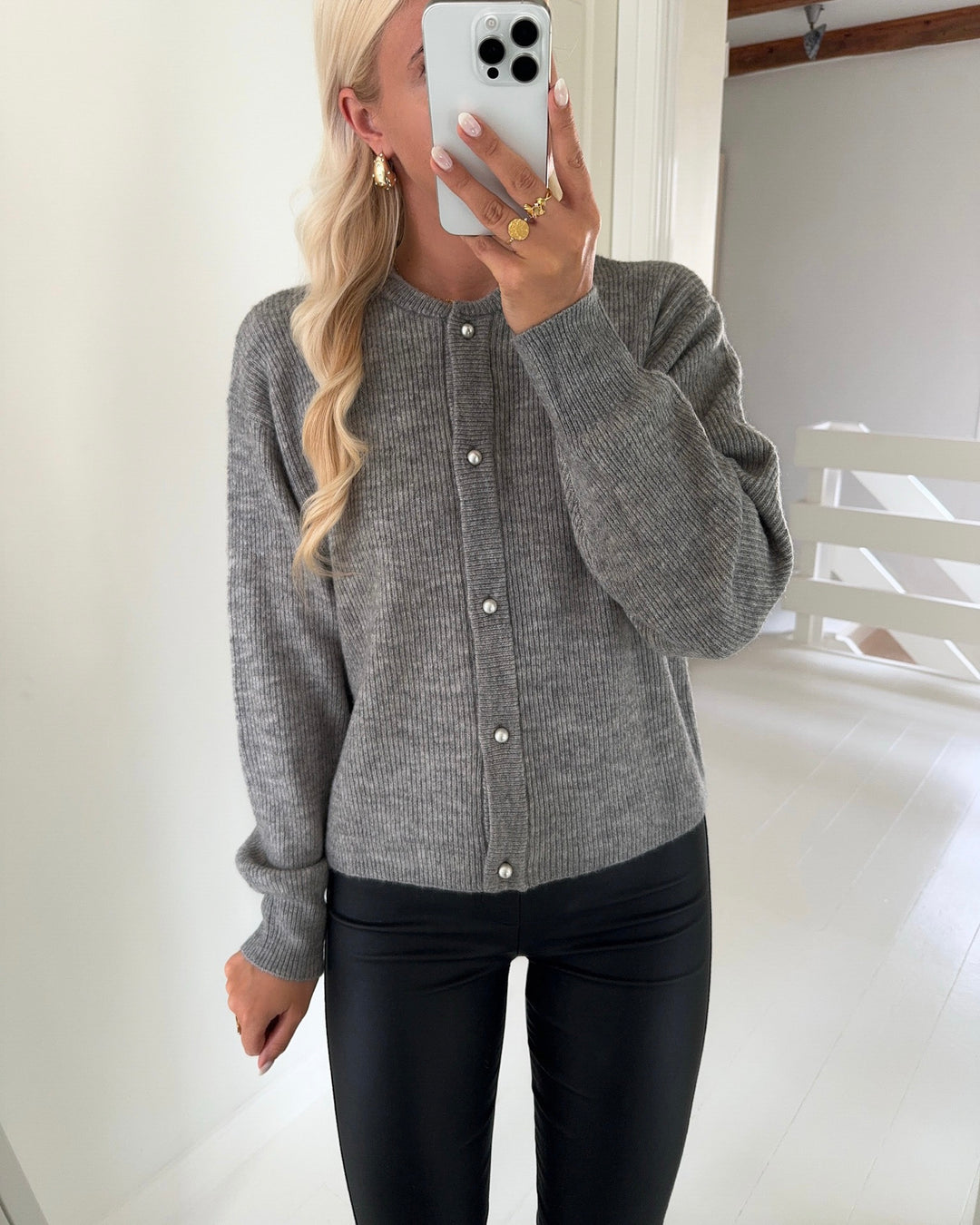 JDY cardigan lumi life ls button knit medium grey melange