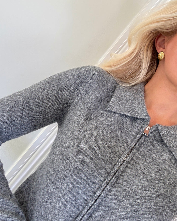 Only cardigan macey knt medium grey melange silver zip