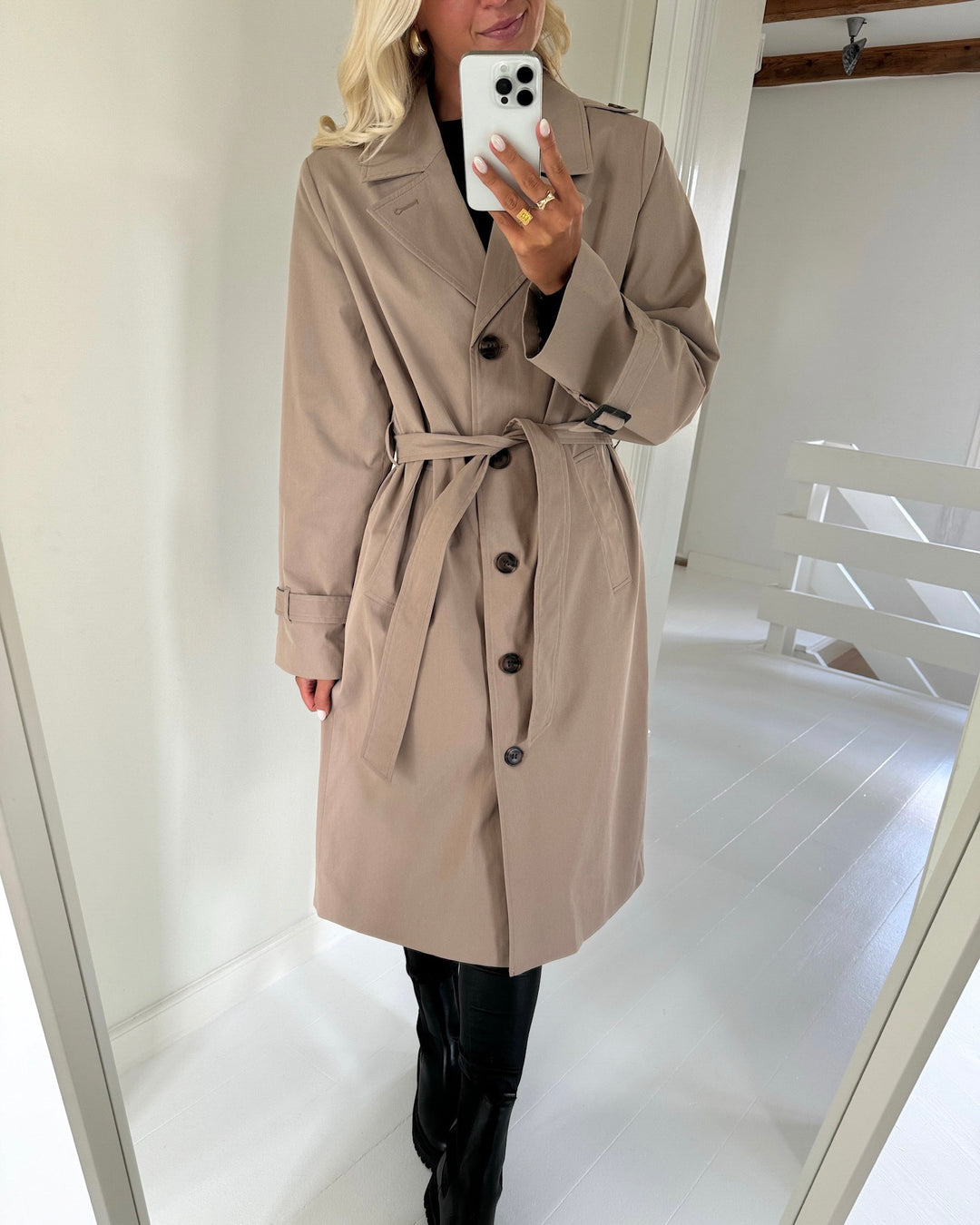 Vero Moda trenchoat jamiachelsea long silver mink