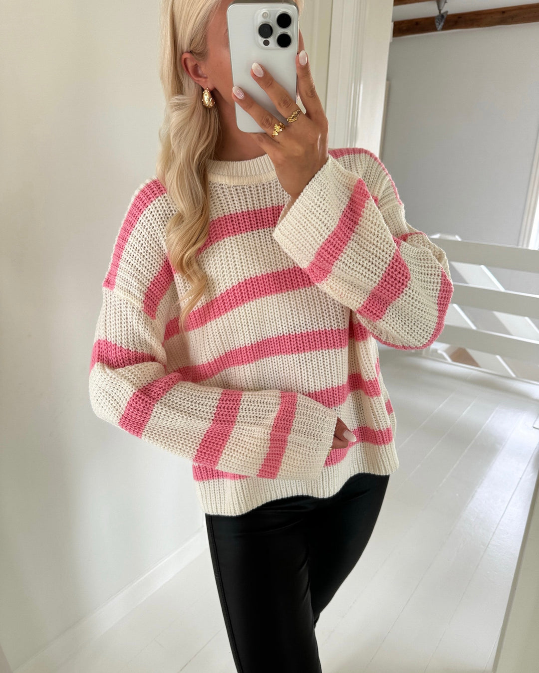 JDY striktrøje justy stripe eggnog/sachet pink