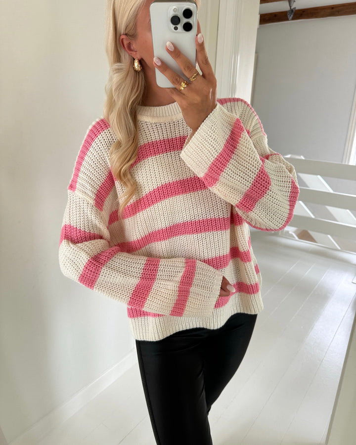 JDY striktrøje justy stripe eggnog/sachet pink