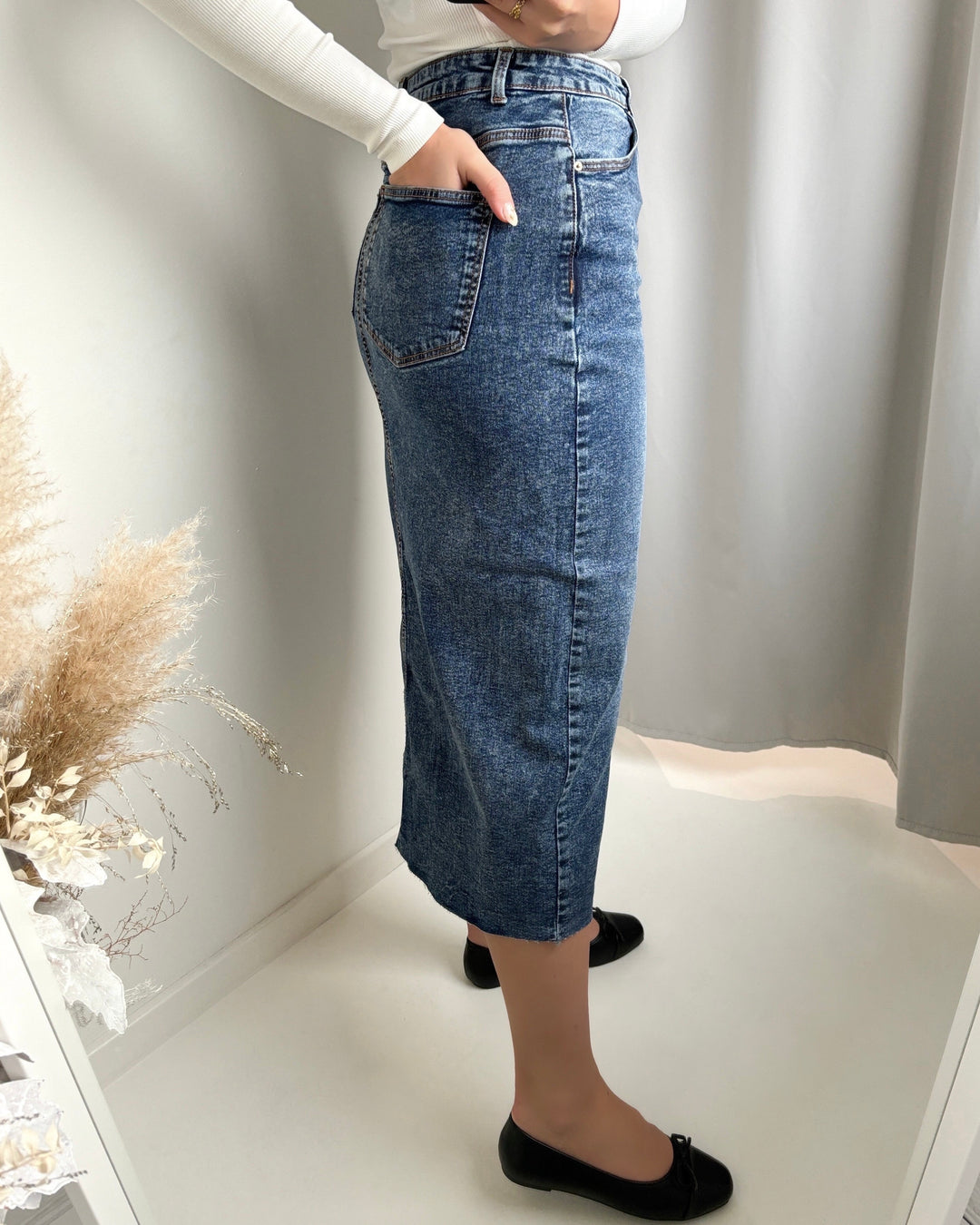 Pieces nederdel jessie hw denim medium blue denim - FORUDBESTILLING LEV. UGE 3/4