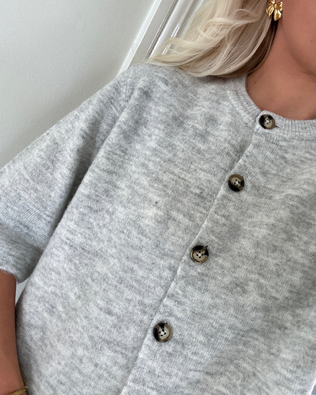 Only cardigan camilla ss light grey melange - FORUDBESTILLING LEV. UGE 36