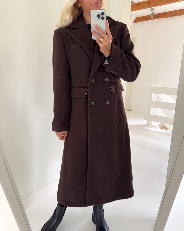 Y.A.S jakke royla ls wool blend long coffee bean