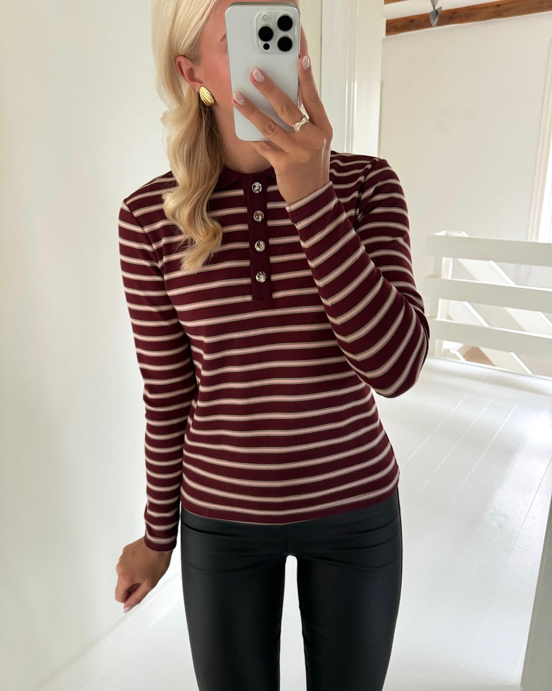 Sister's Point polo vedda-ls bordeaux/stripe
