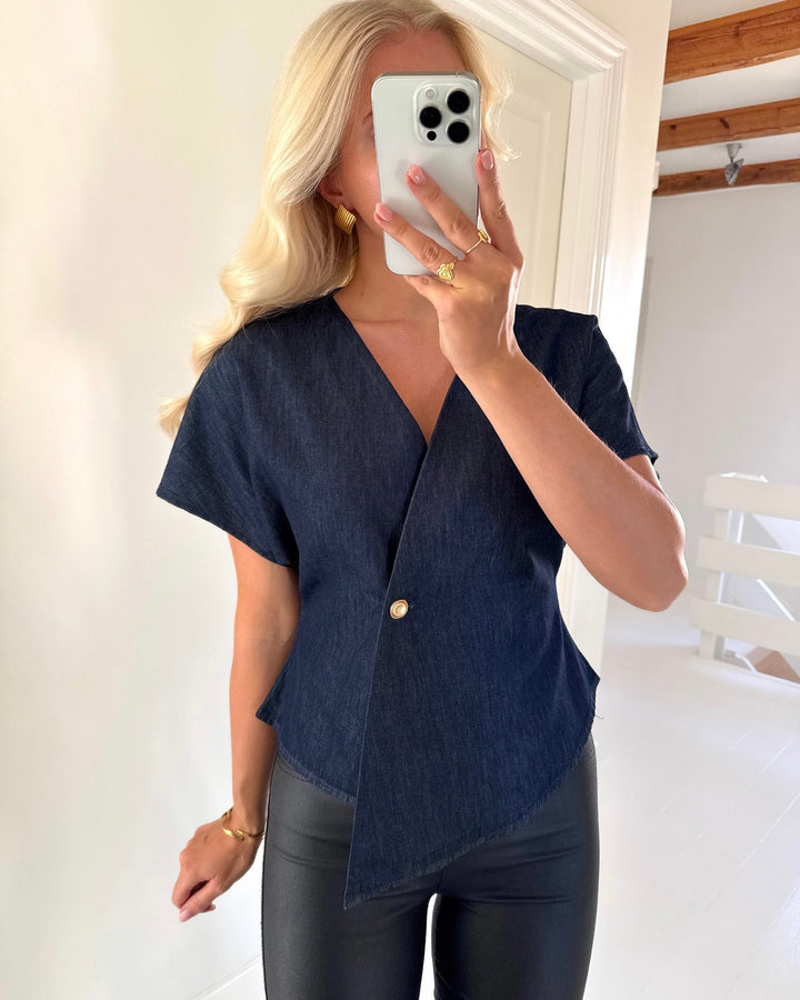 Vero Moda top ranja ss v-neck dark blue denim